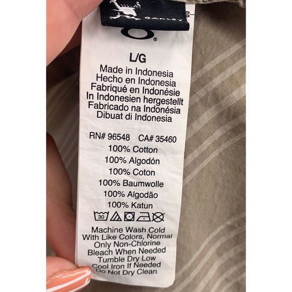 Men's Oakley Button up Striped Shirt Tan - Picture 3 of 4